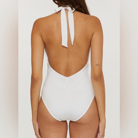 NWOT TRINA TURK Monaco Halter Plunge One Piece Swimsuit Sz 12 (fits 10) $172 - Picture 4 of 15